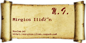 Mirgics Ilián névjegykártya